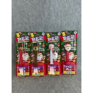 PEZ Candy Christmas Dispensers with Candy 4 Sets Elf‎ Reindeer Snowman Santa